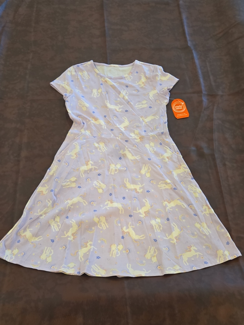 A2 Purple And White Wonder Nation Unicorn Dress Size XL(14-16)